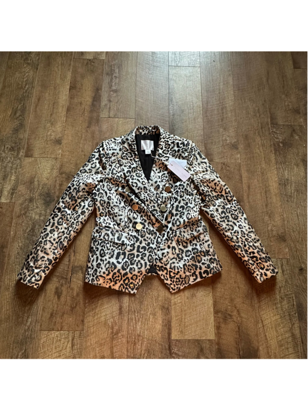 Women's Rachel Parcell Tan Metallic Leopard Blazer M